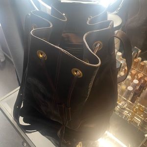 Large leather bucket bag